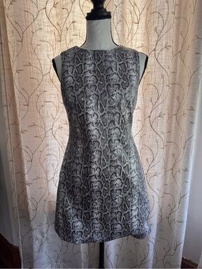 Alice + Olivia Sleeveless Mini Dress in Black and Gray Snake Print